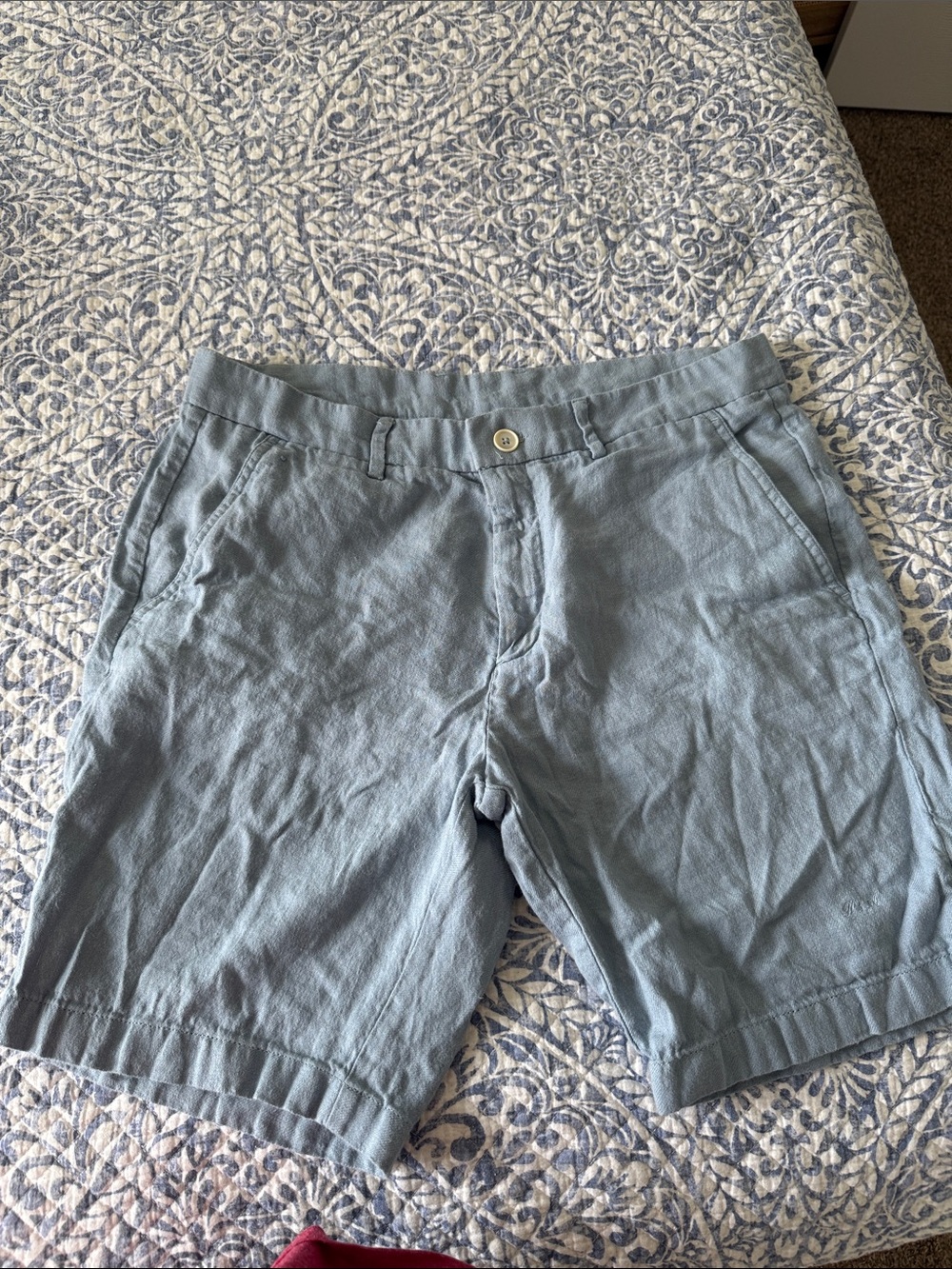 Men's Light Blue Casual Linen-Blend Shorts